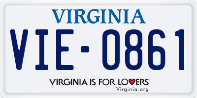 VA license plate VIE0861