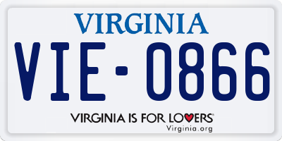VA license plate VIE0866
