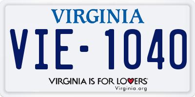 VA license plate VIE1040