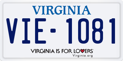 VA license plate VIE1081
