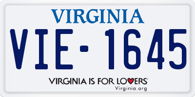 VA license plate VIE1645