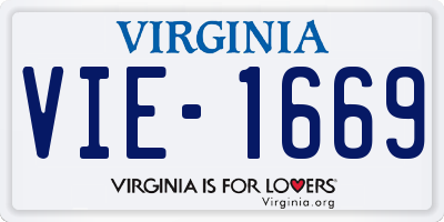 VA license plate VIE1669