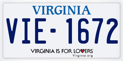 VA license plate VIE1672