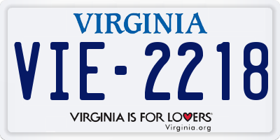 VA license plate VIE2218