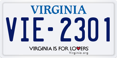 VA license plate VIE2301
