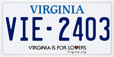 VA license plate VIE2403