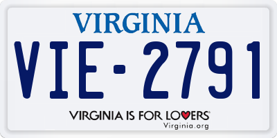 VA license plate VIE2791