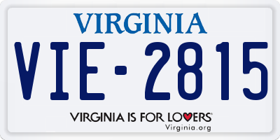 VA license plate VIE2815