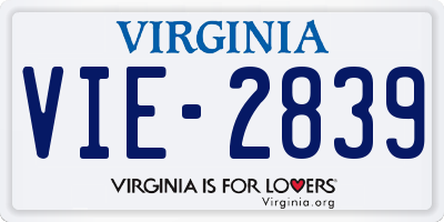 VA license plate VIE2839