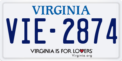 VA license plate VIE2874