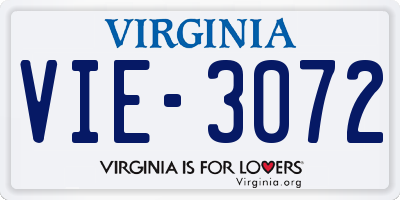 VA license plate VIE3072