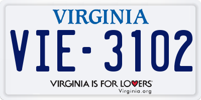 VA license plate VIE3102