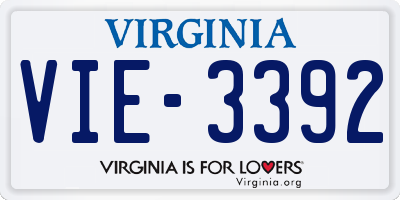 VA license plate VIE3392