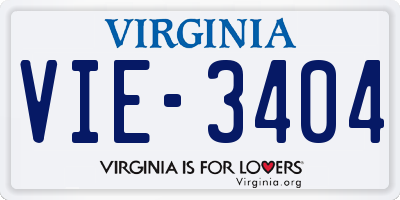 VA license plate VIE3404