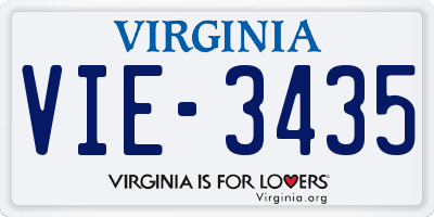VA license plate VIE3435
