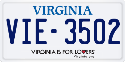 VA license plate VIE3502