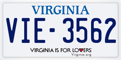 VA license plate VIE3562