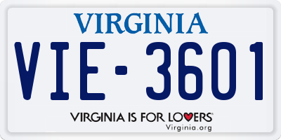 VA license plate VIE3601