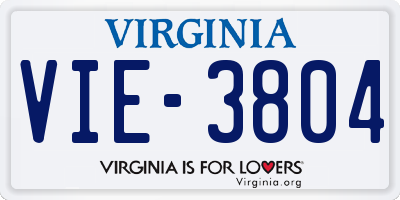 VA license plate VIE3804