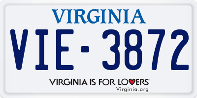 VA license plate VIE3872