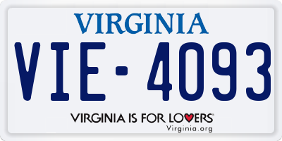 VA license plate VIE4093