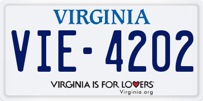 VA license plate VIE4202