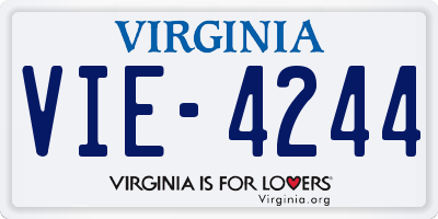 VA license plate VIE4244