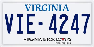 VA license plate VIE4247