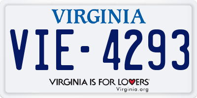 VA license plate VIE4293