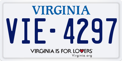 VA license plate VIE4297
