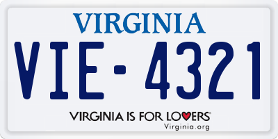 VA license plate VIE4321