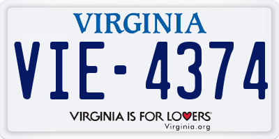 VA license plate VIE4374