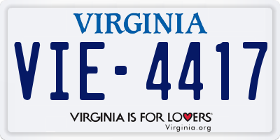 VA license plate VIE4417