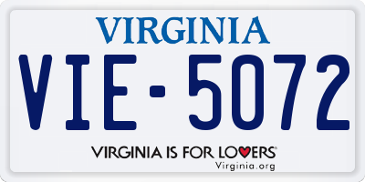 VA license plate VIE5072