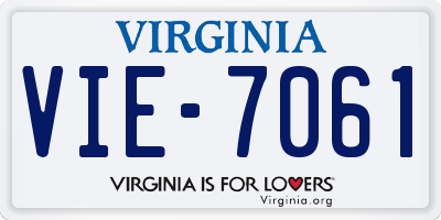 VA license plate VIE7061