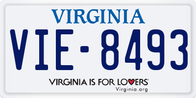 VA license plate VIE8493