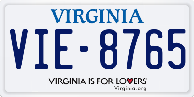 VA license plate VIE8765