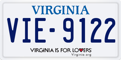 VA license plate VIE9122