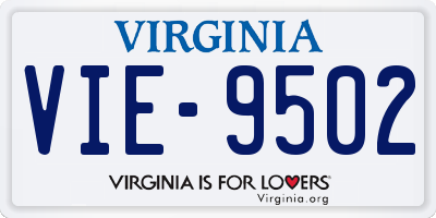 VA license plate VIE9502