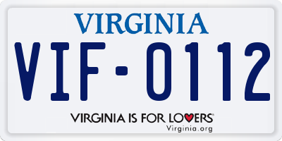 VA license plate VIF0112