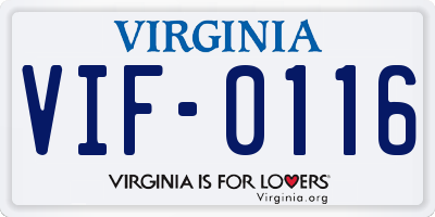 VA license plate VIF0116