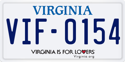 VA license plate VIF0154