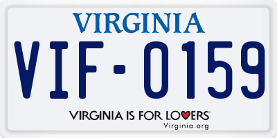 VA license plate VIF0159
