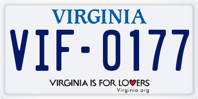 VA license plate VIF0177
