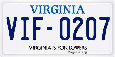 VA license plate VIF0207