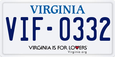 VA license plate VIF0332