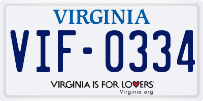 VA license plate VIF0334