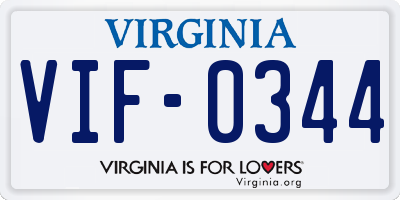 VA license plate VIF0344