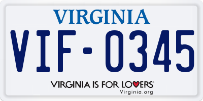 VA license plate VIF0345
