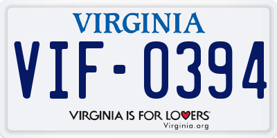 VA license plate VIF0394